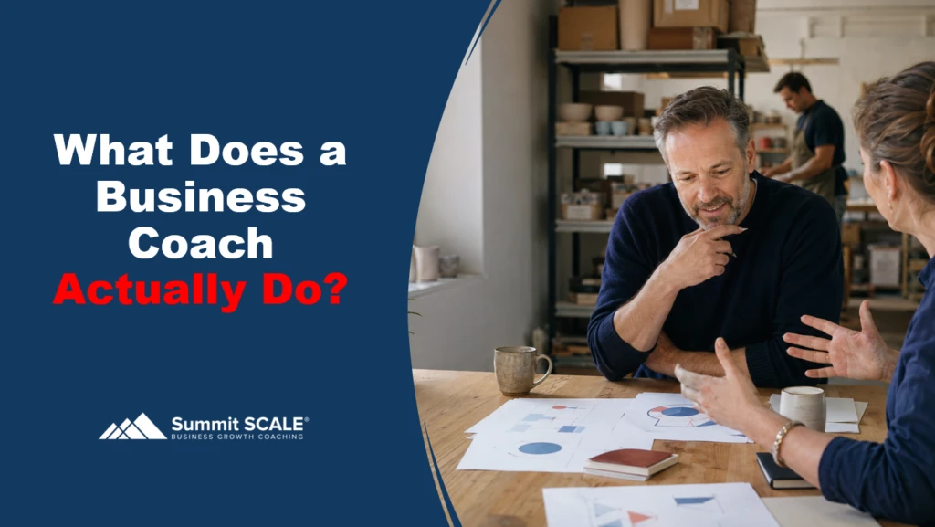 Business coach helping an SME owner think through a business challenge