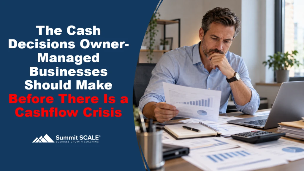 Owner-managed SME reviewing cashflow, margins and pipeline before a cashflow crisis