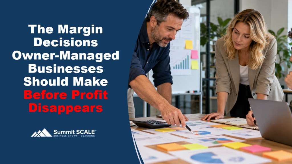 Owner-managed SME team reviewing pricing, customer profitability and profit margins together